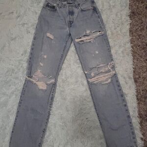 Levi's Women's Ripped Light Blue Straight Leg Jeans